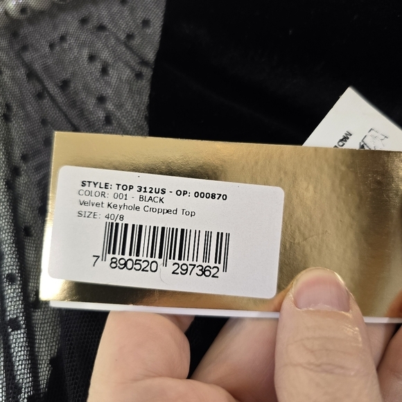 NWT PatBo Velvet Keyhole Long Sleeve Crop Top 8 - Picture 10 of 11